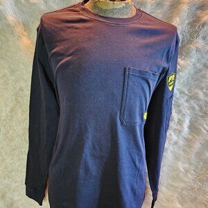 Ptahdus Men’s Navy Blue Flame Resistant Long Sleeve Henley Shirt Size L